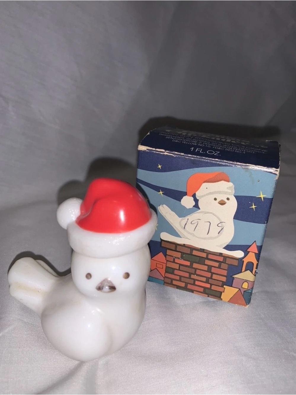 Holiday Ceramic Bird Figurine with Red Santa Hat - Unbranded